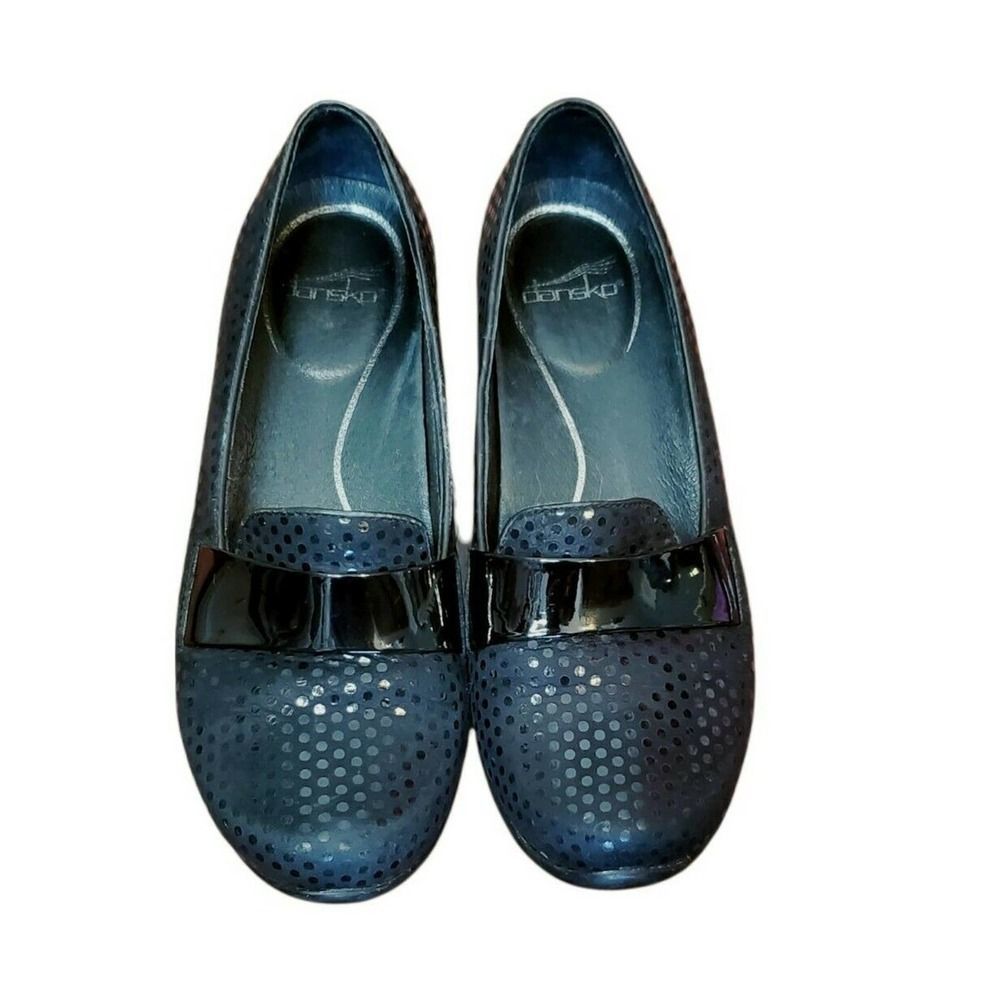 Dansko Oksana Polka Dot Loafer Black Size 39 Leather & Patent Comfort Flats Shoe